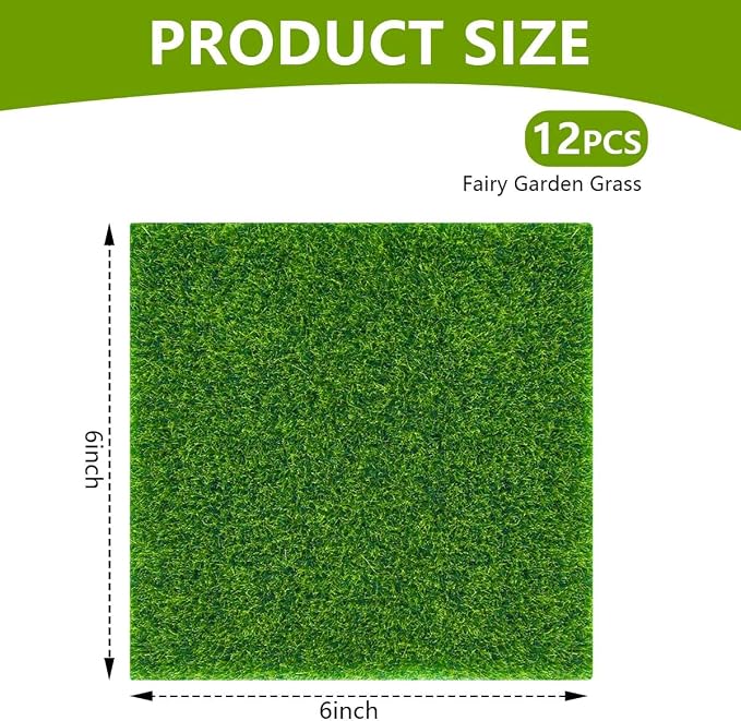 KISEER 12 Pack Fairy Garden Grass 6 x 6 Inches Miniature Artificial Craft Grass - Image 2