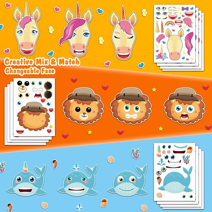 Aowplc 48 Sheets Make-a-Face Animal Stickers Mix and Match - Image 6