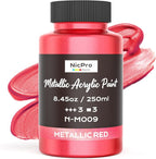 Nicpro Metallic Red Acrylic Paint, 8.45oz/250ml Large Metallic Paint | Non Toxic by Nicpro