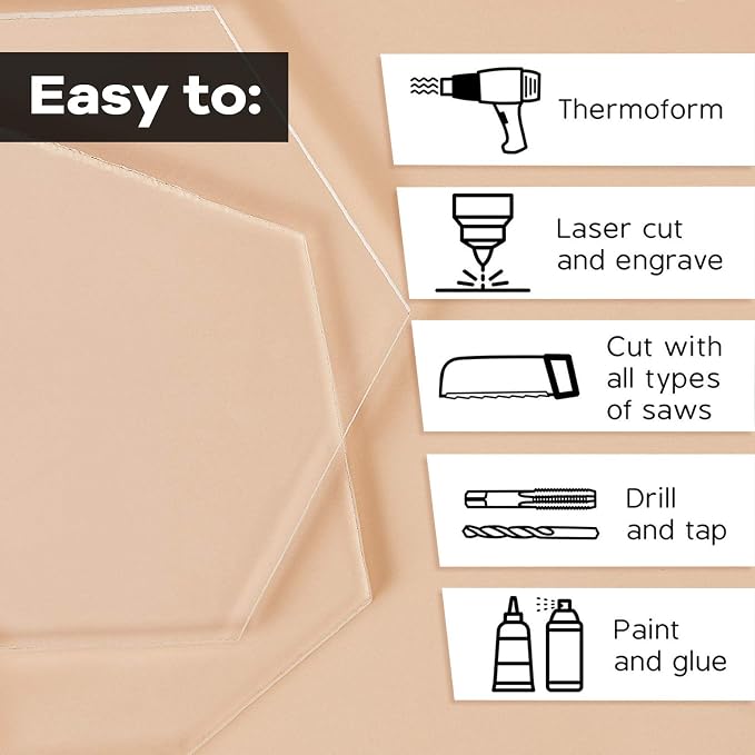 BENECREAT 20PCS 3.2x2.8 Inch Clear Acrylic Sheet Hexagon Cast Sheet - Image 5