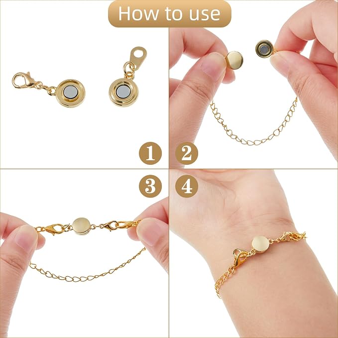 Hicarer 12 Pieces Magnetic Necklace Clasp Locking Magnetic Jewelry Clasp Round - Image 4