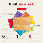 Bamboo Cutting Board Set with 6 Color Coded Flexible Mats Food Icons, BPA-Free - Image 4