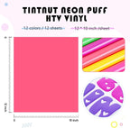 Tintnut Multicolor Neon Puff HTV Vinyl, easy cut & weed, stretch washable - Image 2