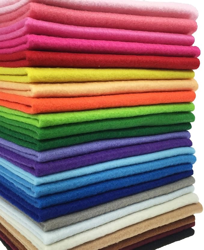 24pcs Thick 1.4mm Soft Felt Fabric Sheet Assorted Color Felt Pack DIY Craft by flic-flac
