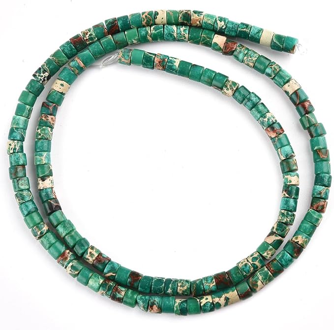 148pcs 3x2mm Dark Green Natural Sea Sediment Imperial Jasper Heishi Disc - Image 5