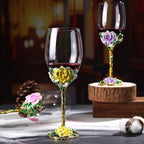 Simcat Handmade Painted Enamel Flower Glass Wine Glasses Transparent Refined - Image 5
