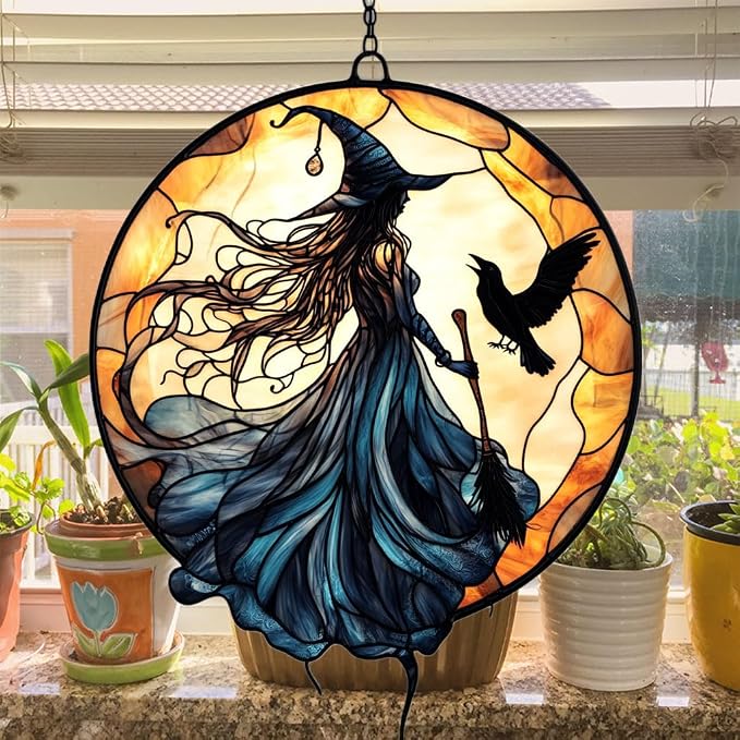 Witch Faux Mosaic Acrylic Suncatcher Stained Glass Effect Window Car Hanging - Image 4