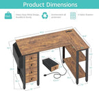Lufeiya L Shaped Desk with Drawers & Storage Shelves, 47 Inch Small Reversible - Image 3