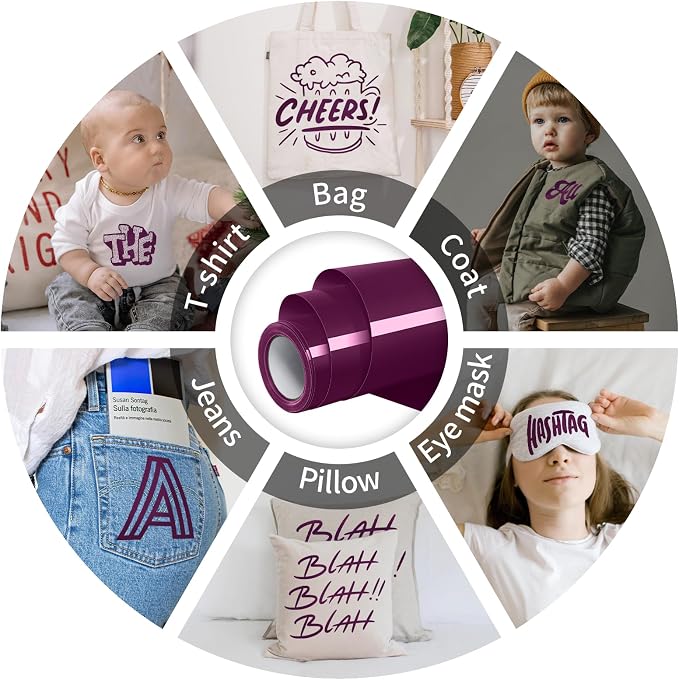 VinylRus Heat Transfer Vinyl-12” x 15FT Maroon Iron on Vinyl Roll - Image 5