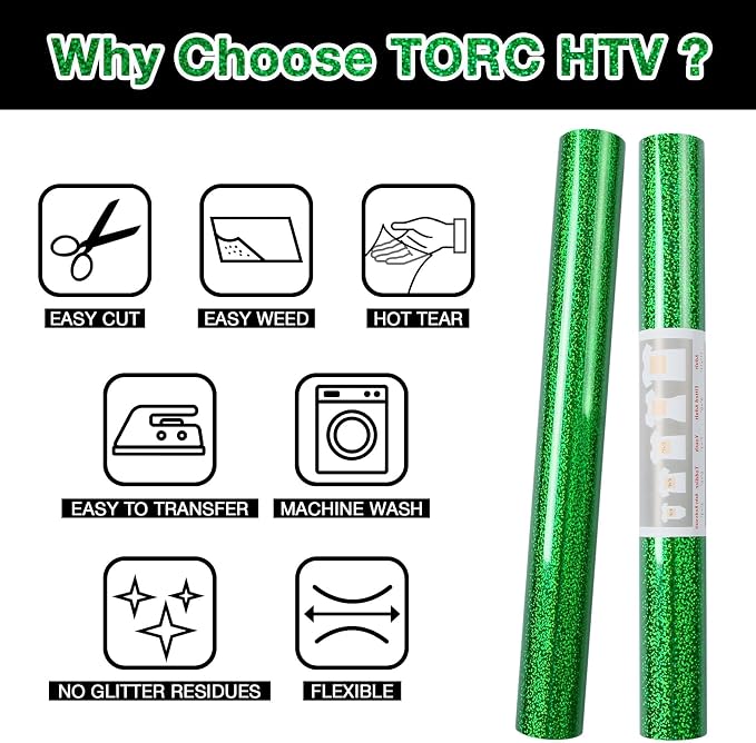 TORC Green Holographic HTV Heat Transfer Vinyl Roll 12 in x 5 ft Christmas - Image 2