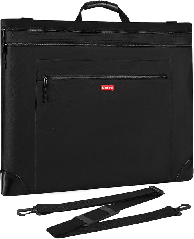 Nicpro Light Weight Art Portfolio Bag, 18x24 Black Art Canvas Portfolio Case by Nicpro