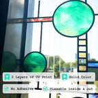 Original Hand Drawn Faux Stained Glass Window Film Double-Sided Texture Static - Image 3