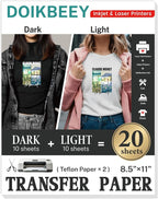 Heat Transfer Paper 20 Sheets, 8.5" X 11" Mixed Iron On Transfer Paper | by DOIKBEEY