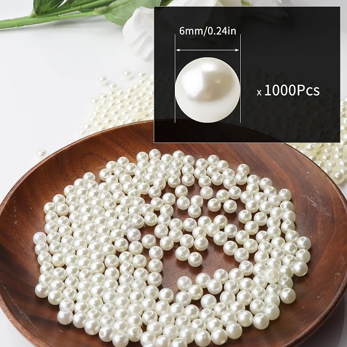 1000pcs Creamy White 6mm Pearl Beads - Image 2