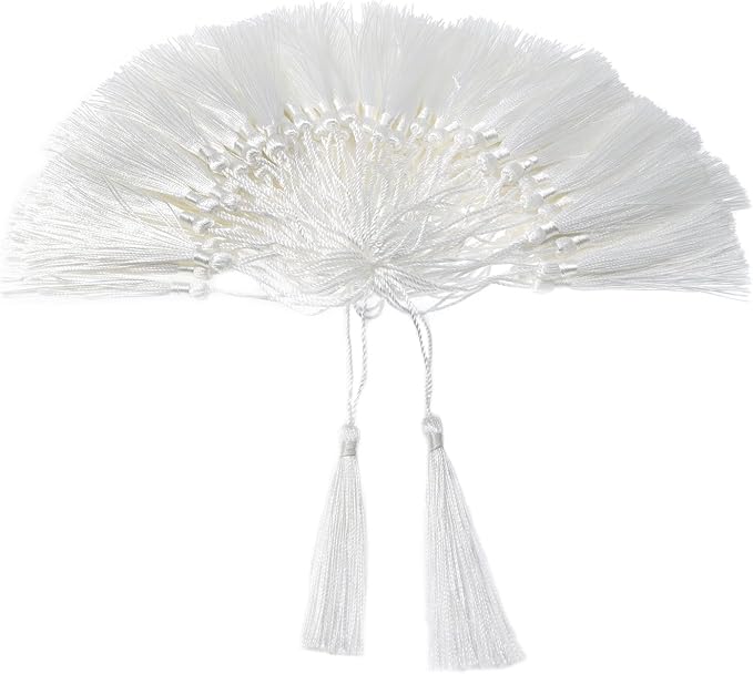 VAPKER 100 Pieces White Tassels 13cm/5-Inch Silky Handmade Soft Tassels Floss by VAPKER