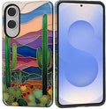 for Samsung Galaxy S25 Edge Case, Stained Glass Cactus Pattern Glossy 2 in 1 by Teonvpu