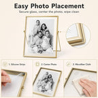 AceList Floating Picture Frame, 8x10 Gold Double Glass, Tabletop | Modern - Image 4