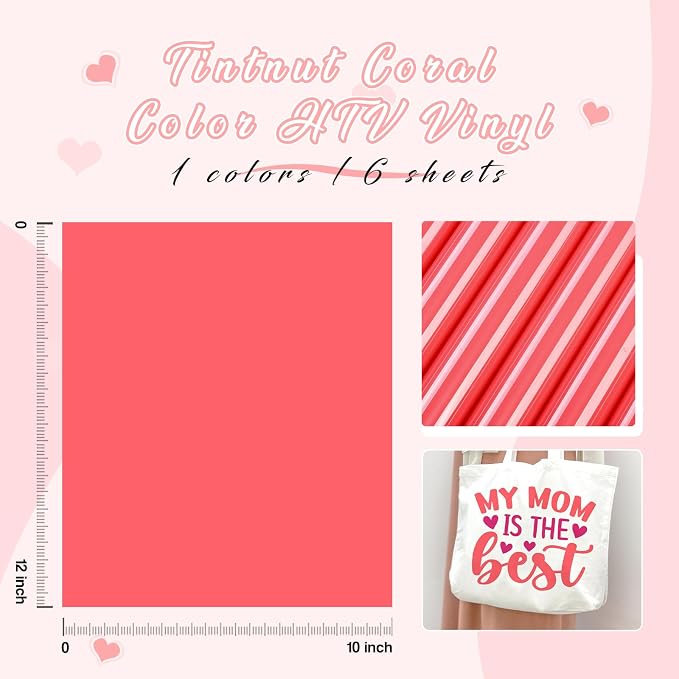 Tintnut Pastel Coral Heat Transfer Vinyl, easy cut & weed, stretch washable - Image 2
