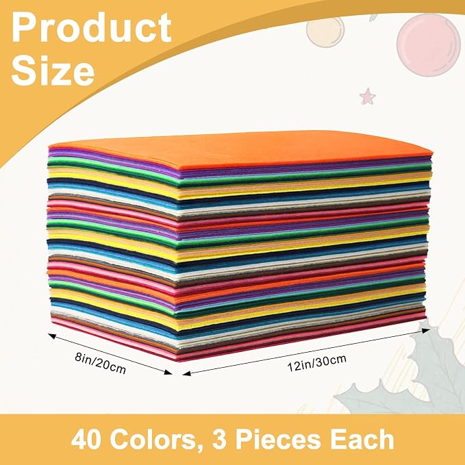120 PCS, 1mm Stiff Felt Fabric Sheets - Image 2