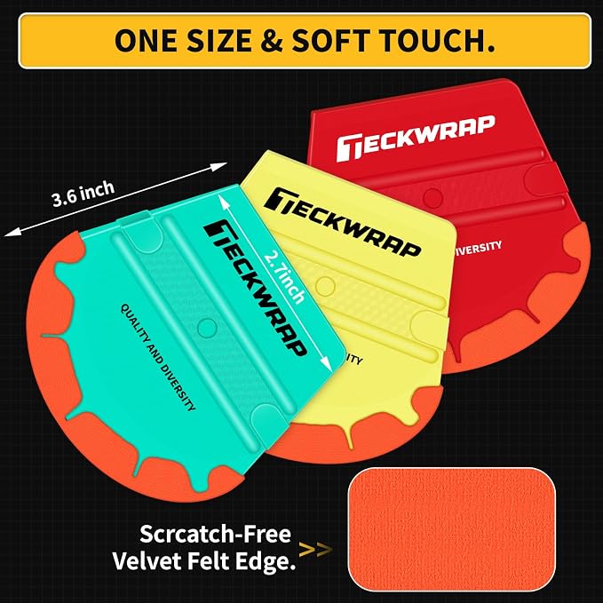 TECKWRAP Felt Squeegee for Vinyl Wrap Window Tint -Fan Shape, Soft/Med/Hard | - Image 2