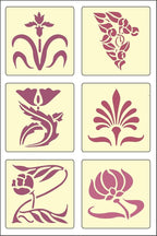 6 Piece Art Nouveau Stencil Set - Image 2