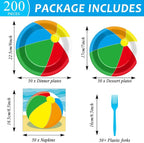 Qyeahkj 50 Guests Beach Pool Ball Party Plates and Napkins Tableware Set Summer - Image 2