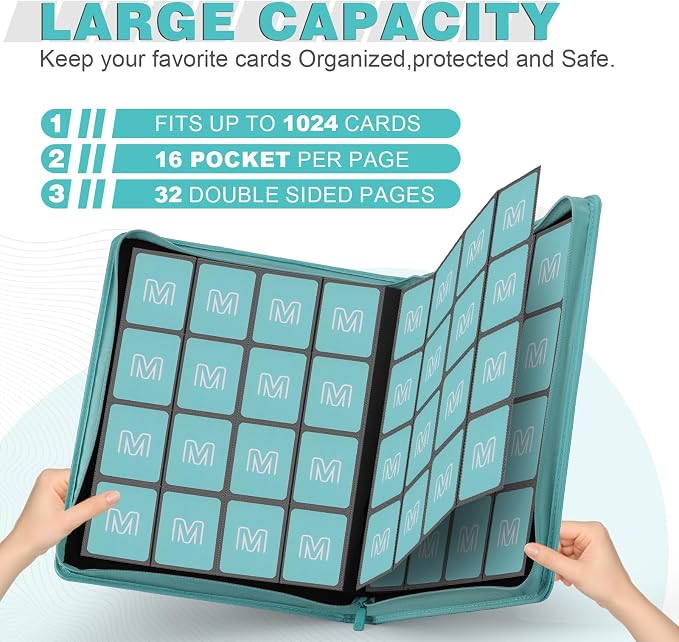 Premium Card Binder 16 Pocket, Trading Card Binder Holds up to 1000+Cards - Image 2