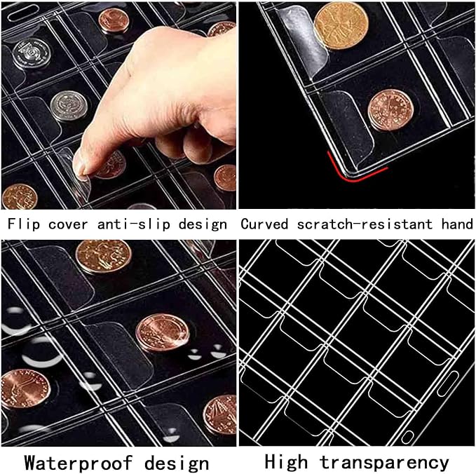 330 Pockets Coin Binder Collection Supplies Pages, Standard 9 Hole Coin - Image 3