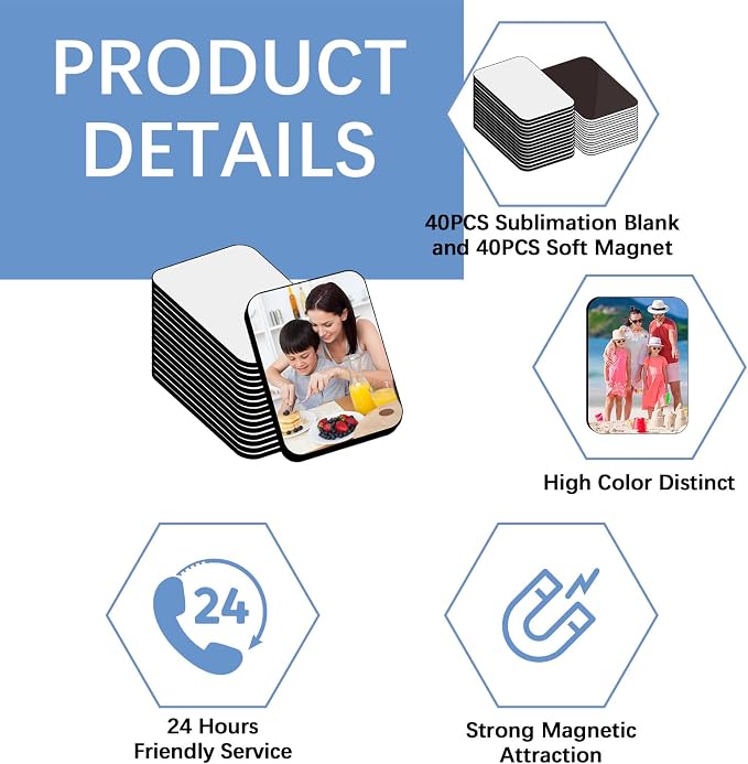 80PCS Sublimation Magnet Blanks Bulk 5.5x7.5 CM Rectangle - Image 4