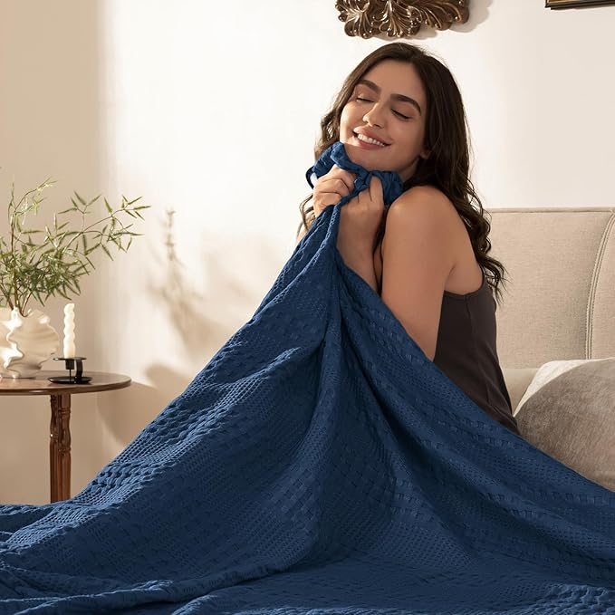 PHF Cooling Waffle Blanket Twin Size, Lightweight 60% Rayon from Bamboo & 40% - Image 5