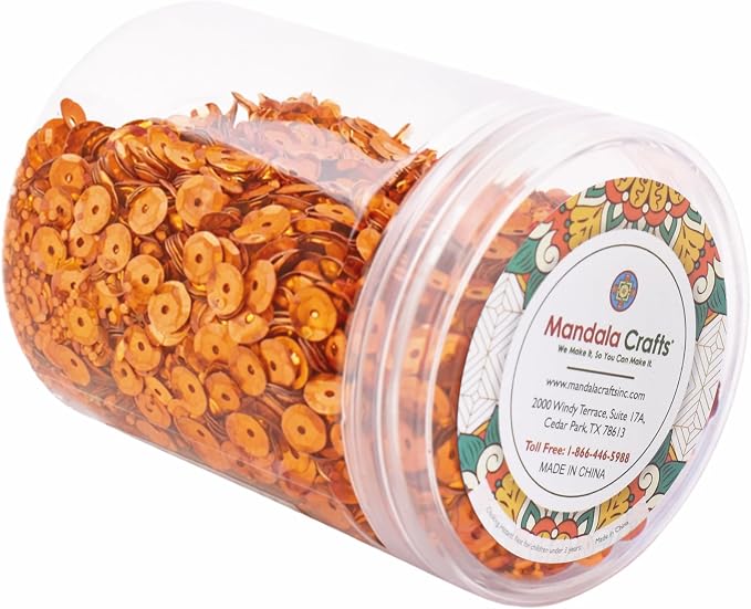 Mandala Crafts 6mm Cup Holographic Orange Sequins - Image 4
