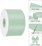 Sage Green 2.5 Inch 25 Yards Satin Wired Ribbon - Image 3