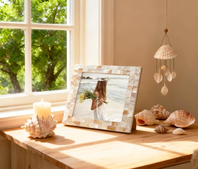 Picture Frame 5x7 Mother of Pearl Photo Frame, Beach Picture Frame Tabletop or - Image 4