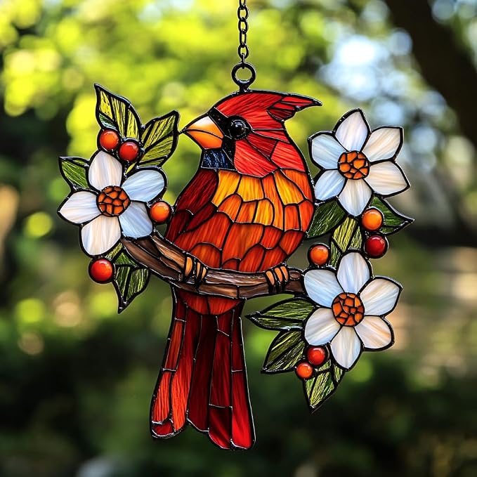 Cardinal Mosaic Effect Acrylic Suncatcher Stained Glass Effect Window Car by AVAGAN