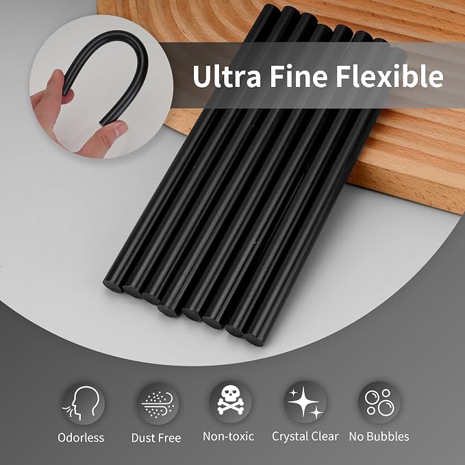 MATUFF Black Hot Glue Sticks Full Size 0.43” Dia x 8” Long, All-Purpose Glue - Image 3