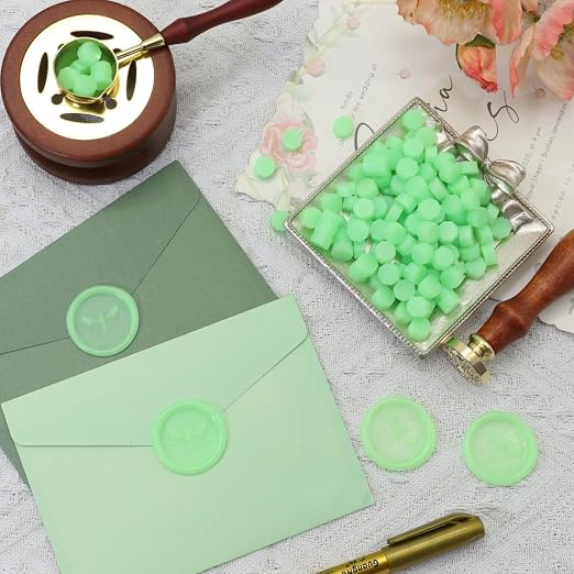 Lumin Green 300 Pcs Wax Seal Beads, Sealing Wax Beads, Refilling Octagon Wax - Image 2