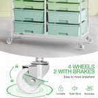 Rolling Storage Cart with 12 Drawers, Wooden Tabletop Utility Cart - Image 4