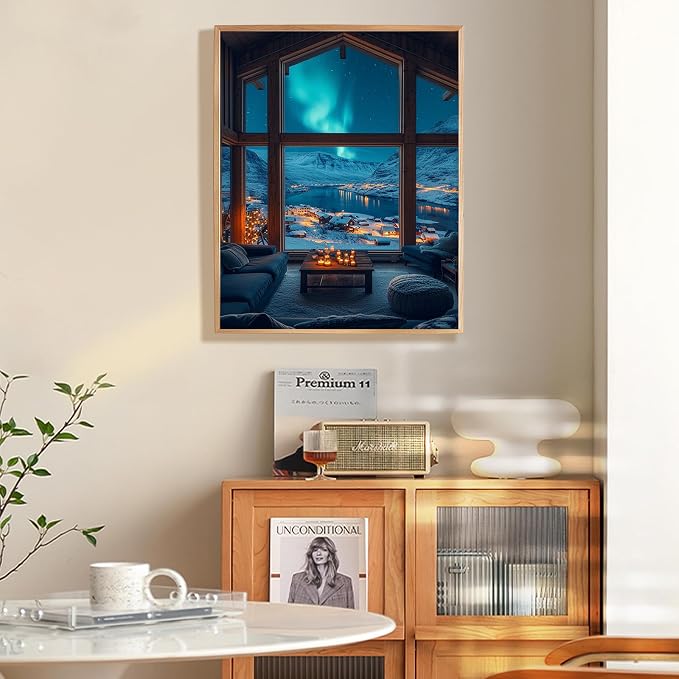 Aurora Paint by Numbers Kit for Adults Beginner, Snowy Mountain Lake Scenery - Image 2