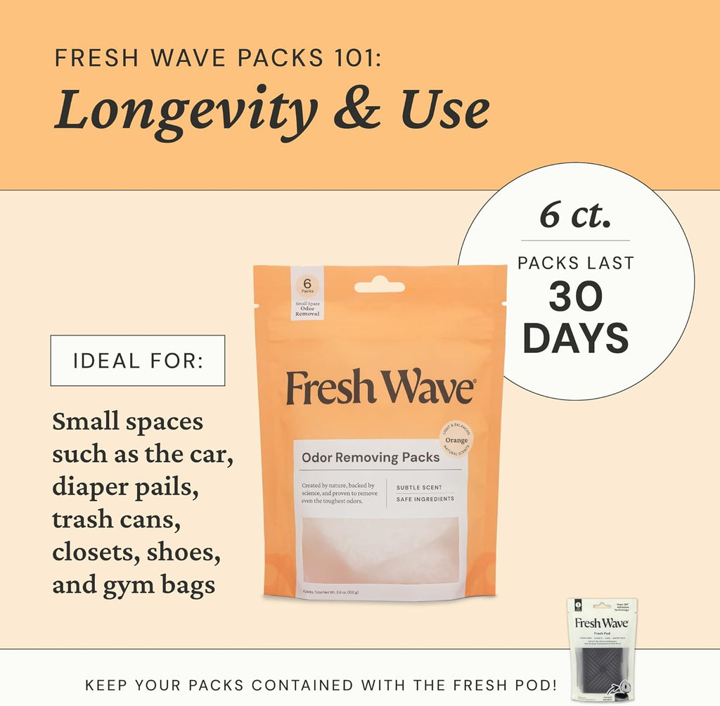 Fresh Wave Orange Odor Eliminating & Deodorizing Packs | Bag of 6