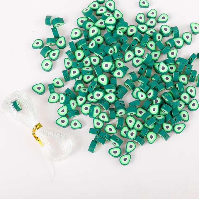 100pcs Green Avocado Polymer Clay Spacer Beads - Image 2