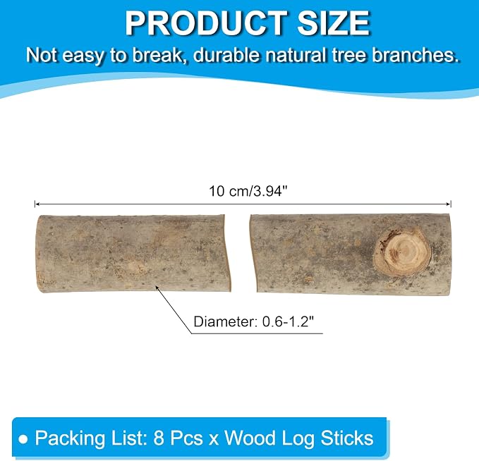 PATIKIL 8 Pcs / 10cm Wood Log Sticks, 0.6-1.2inch in Diameter Natural Driftwood - Image 2