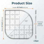 Acrylic Curved Corner Cutter Ruler, Quilting Guides Fabric Craft Ruler - Image 2