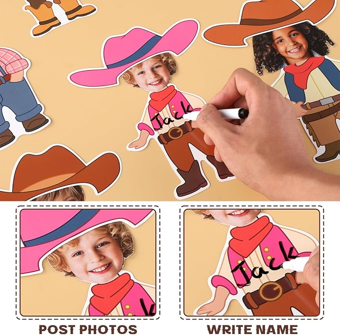 48Pcs Western Cowboy Hat Cutouts Bulletin Board Decorations Pink Cowgirl Paper - Image 4