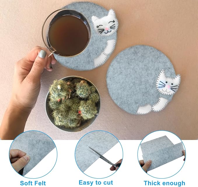 6 Pcs, 8 x 12 Inch Grey Felt Sheets, 2mm Thick | Felt Fabric - Image 2
