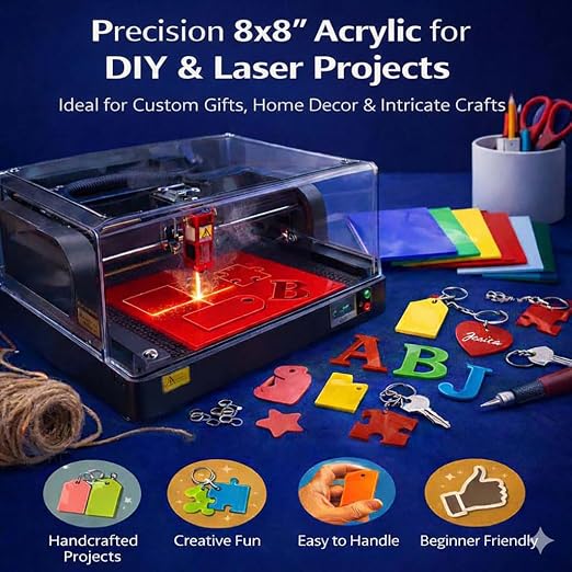8x8 Inch Colored Acrylic Sheets, 10-Color Variety Pack, 3mm Cast Acrylic Blanks - Image 2