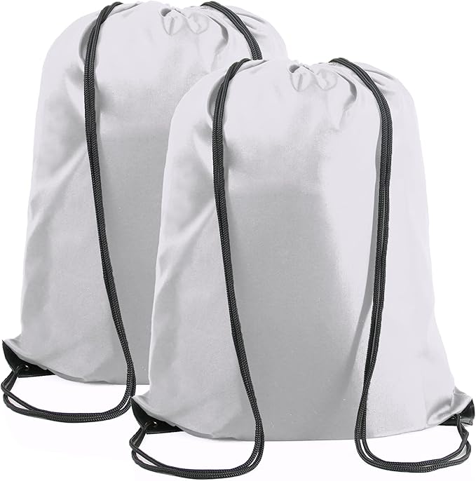 BeeGreen White Drawstring Backpack Bags Bulk 2 Pack String Bags X-Large 22.4" L by BeeGreen