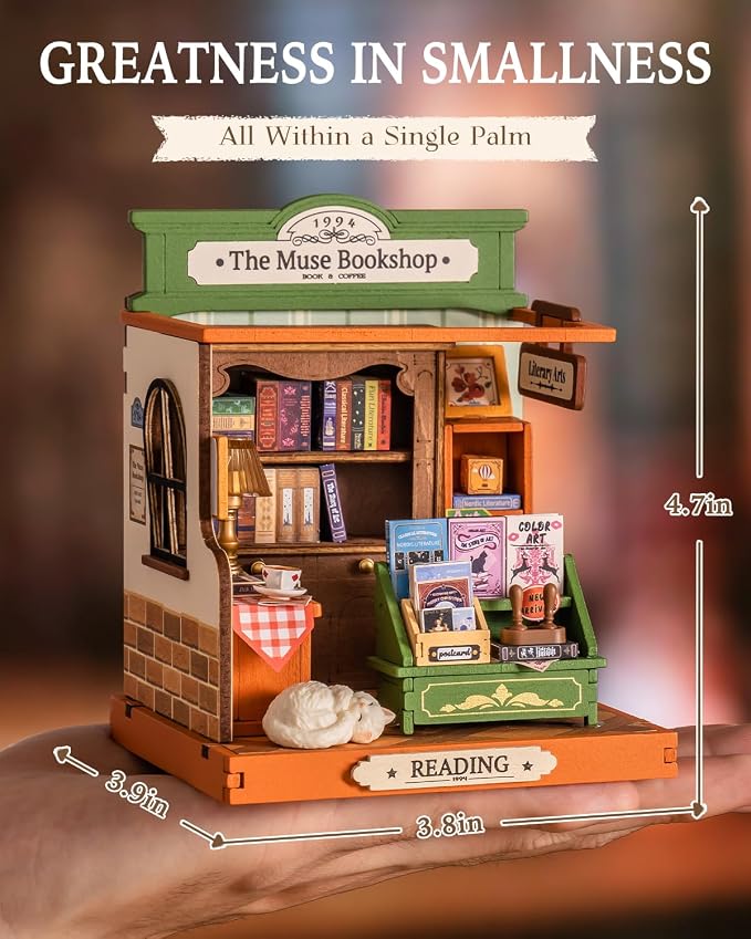 Rolife DIY Mini Building House Miniature Kit-The Muse Bookshop, Miniature - Image 7