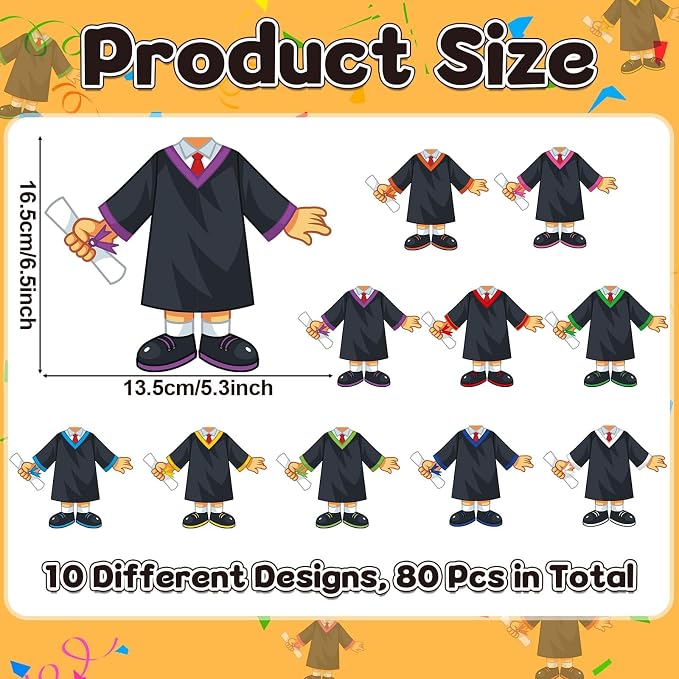 gisgfim 80Pcs Graduation Gown Cutouts Graduation Bulletin Board Decorations - Image 2