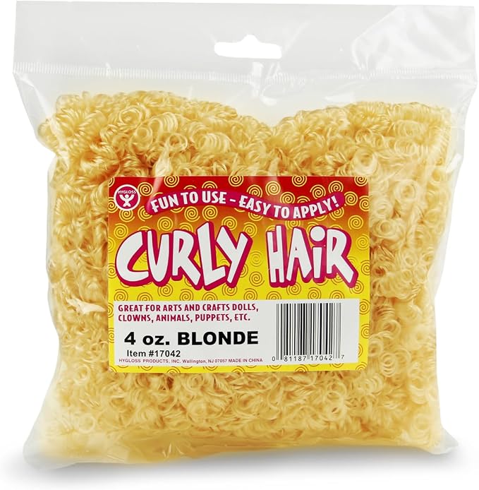 Hygloss 4 oz Curly Doll Hair for Crafts Blonde- Premium Synthetic Hair for Doll by HyglossProductsInc