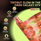 Tintnut Orange Galaxy Glow in the Dark HTV Vinyl Roll, stretch washable - Image 2